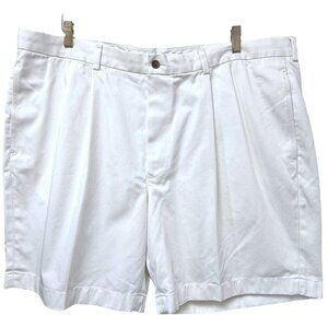 BROOKS BROTHERS Mens White Shorts Size 44 Pleated Cotton 8" Preppy Classic